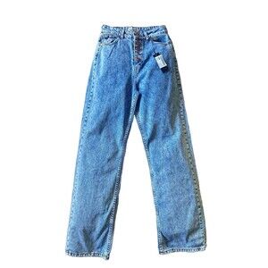 NWT Fame Istanbul Jeans Women's 29 (28" Waist) Button Fly Wide Bottoms Acid Wash